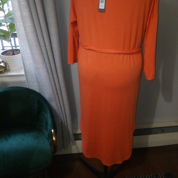 Michael Stars Dylan High Low Boatneck Dress in Orange Sz L - Picture 14 of 16